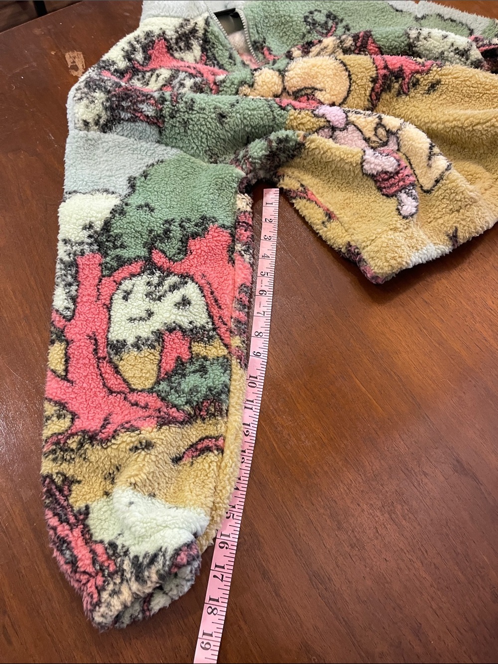 Disney Pooh Oversized Sherpa Quarter-Zip Sweater in Green, Yellow, Pink - Picture 9 of 9